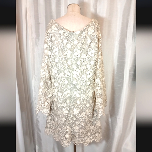 Polo Ralph Lauren Lace Long Sleeve Wedding Dress, Gray,Bell Sleeve,Knee Lngth,16 - Picture 5 of 16